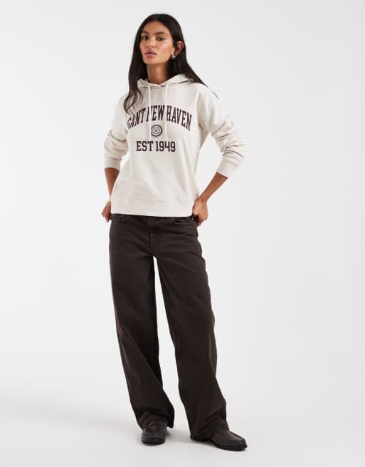 Gant - Felpa con cappuccio stile college écru con logo, 2 di 4