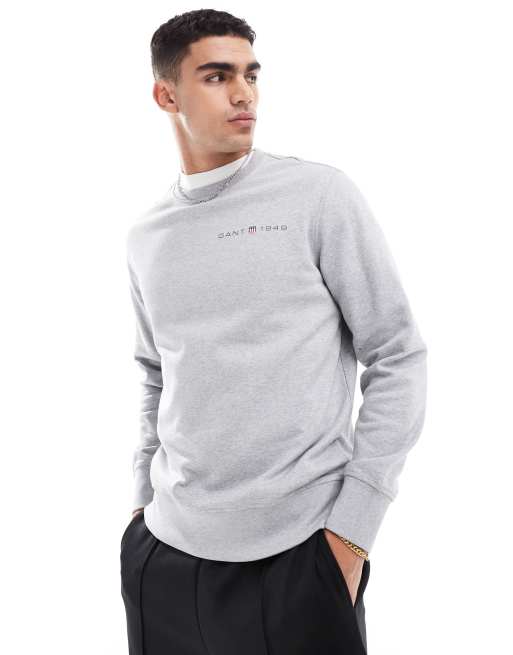 GANT - Felpa grigio mélange con logo a scudo