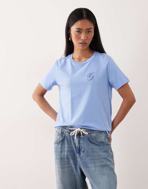 GANT – Figurbetontes T-Shirt in Palast-Blau mit kleinem Logo - view 1