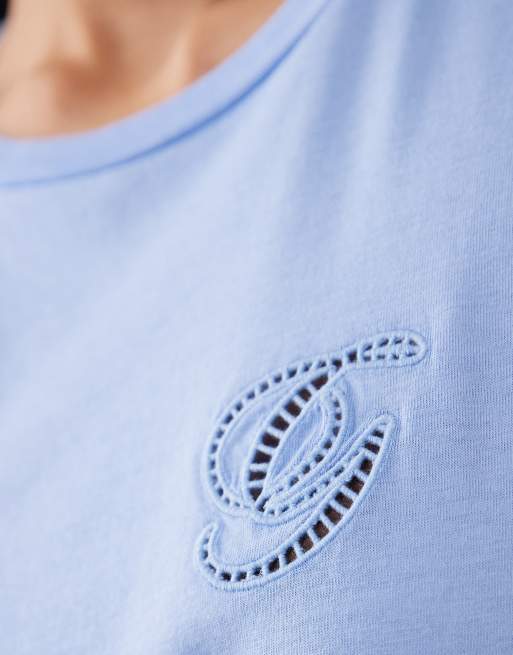 GANT – Figurbetontes T-Shirt in Palast-Blau mit kleinem Logo, 3 von 4