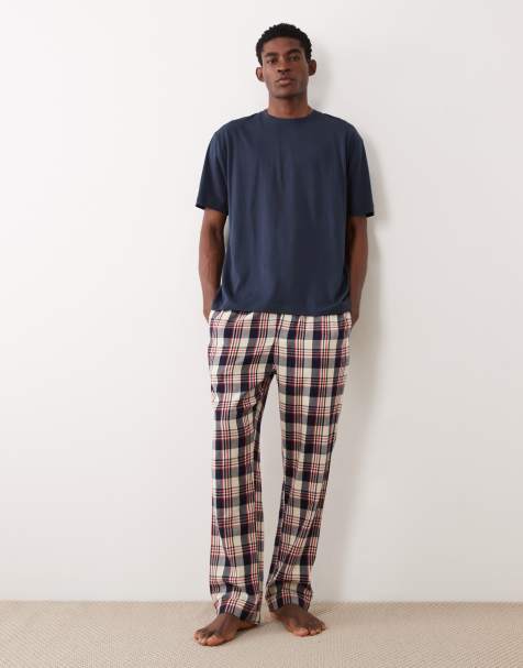 GANT flannel check pajama pants in red and navy - view 1