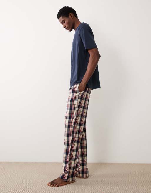 GANT flannel check pajama pants in red and navy, 3 of 5
