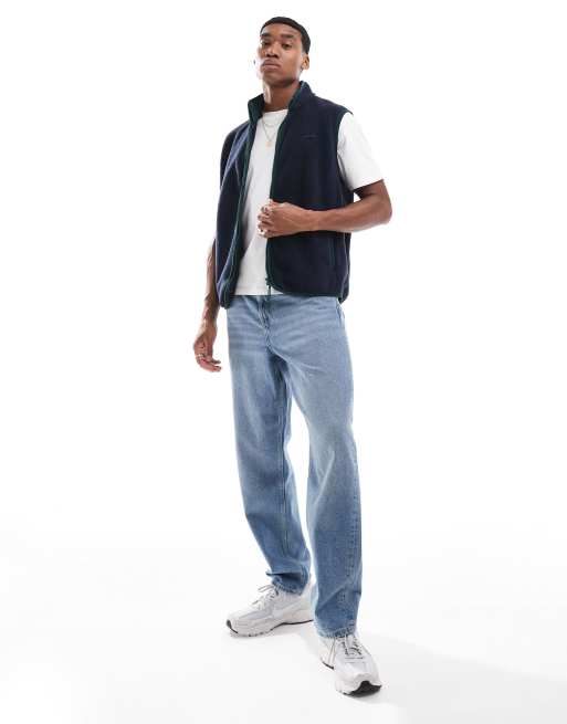 GANT - Fleece bodywarmer met rits en logo in marineblauw, 2 van 4