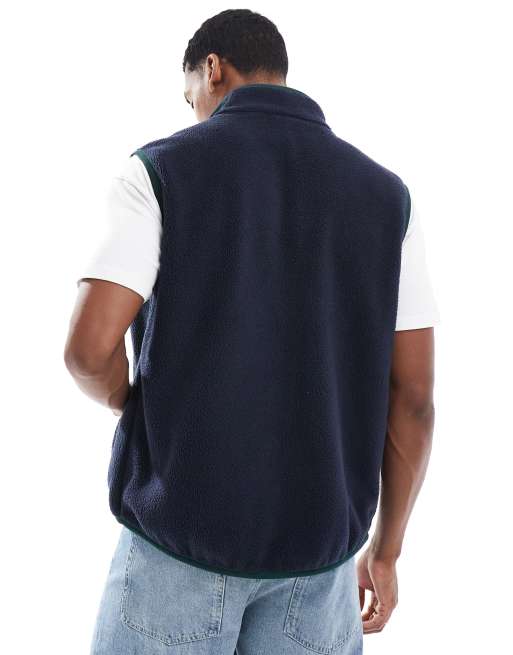 GANT - Fleece bodywarmer met rits en logo in marineblauw, 4 van 4