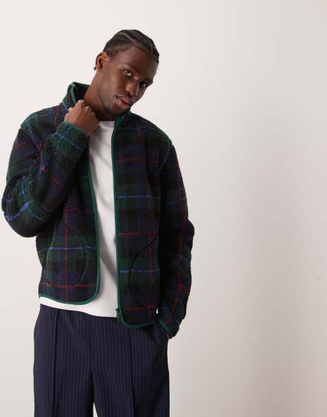 GANT fleece jacket in green tartan - view 1