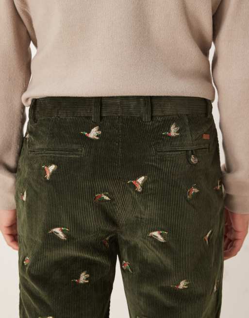 GANT - Geborduurde corduroy broek met rechte pasvorm in donkergroen, 5 van 5