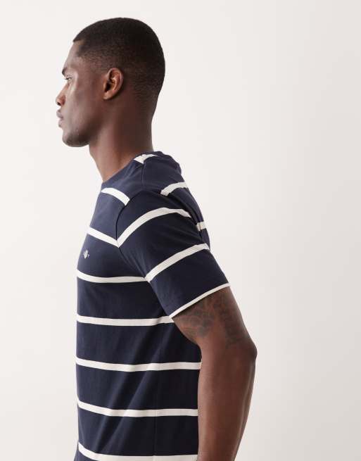 GANT - Gestreept T-shirt met embleemlogo in marineblauw, 4 van 5