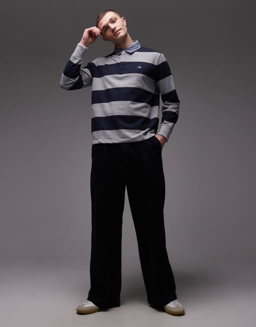 GANT – Gestreiftes Rugby-Polohemd aus Chambray in Grau und Marineblau, 2 von 5