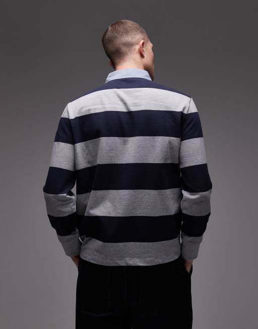 GANT – Gestreiftes Rugby-Polohemd aus Chambray in Grau und Marineblau, 3 von 5