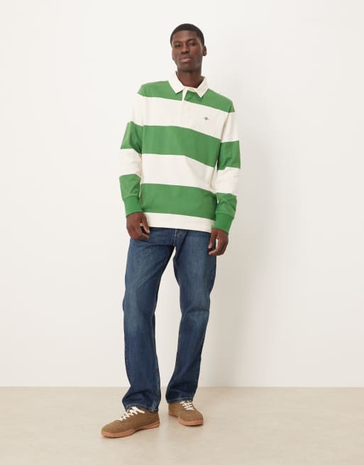 GANT – Gestreiftes Rugby-Polohemd in Grün, 2 von 5