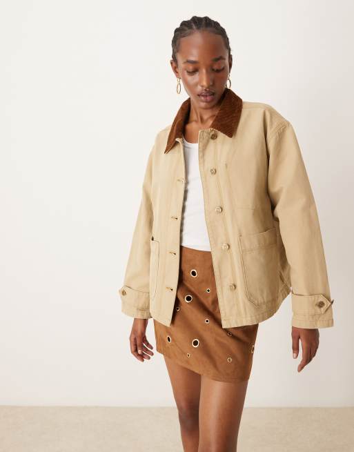 GANT - Giacca beige con colletto in velluto a coste