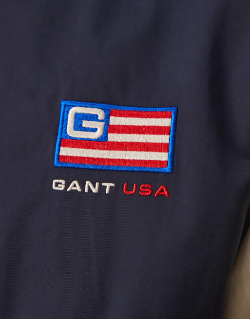 GANT - Giacca college blu navy con bandiera americana e logo applicati sul retro, 3 di 4