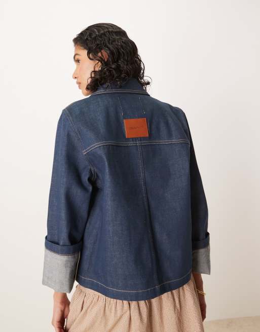 GANT Giacca di jeans squadrata color blu scuro ASOS