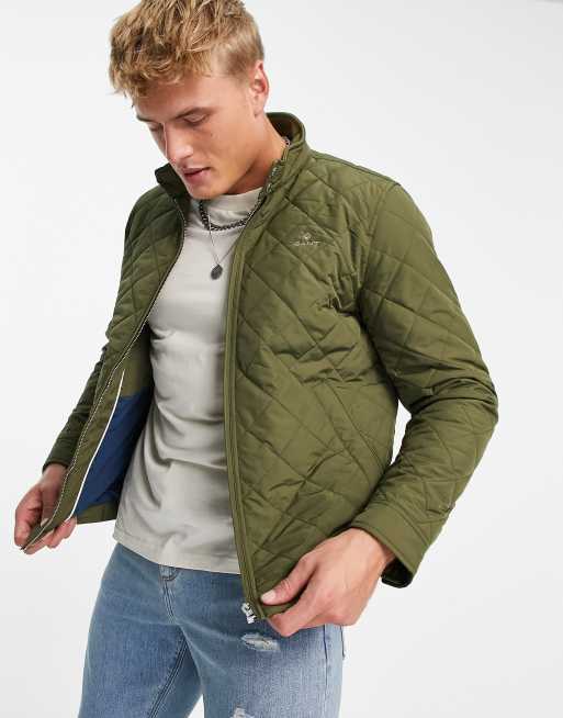GANT - Giacca harrington trapuntata verde Racing con logo