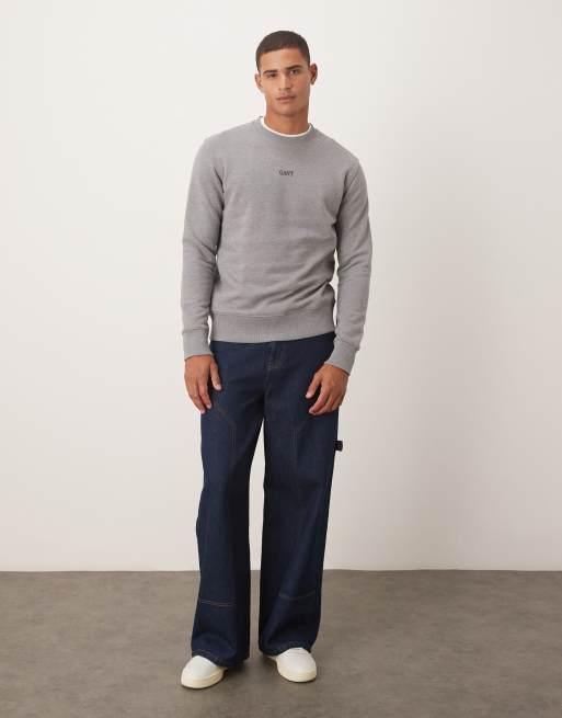 GANT - Grå sweatshirt med lille centreret logo, 2 af 5