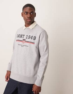 GANT - Grå sweatshirt med stort logoprint - view 1