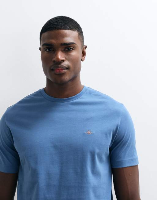 Gant - Gråbrun T-shirt med korte ærmer og skjoldlogo i regular fit, 2 af 5