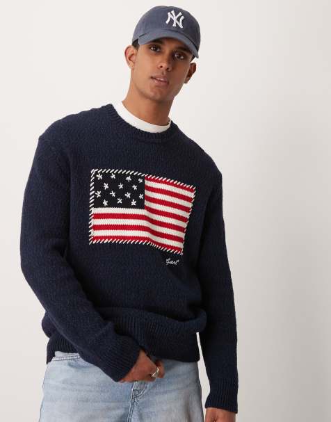 GANT – Granatowy dzianinowy sweter z logo z flagą - view 1