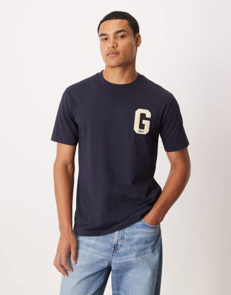 GANT – Granatowy T-shirt w uczelnianym stylu z logo - view 1