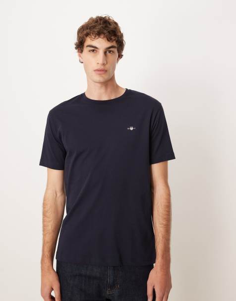 GANT – Granatowy T-shirt z logo Archive Shield - view 1