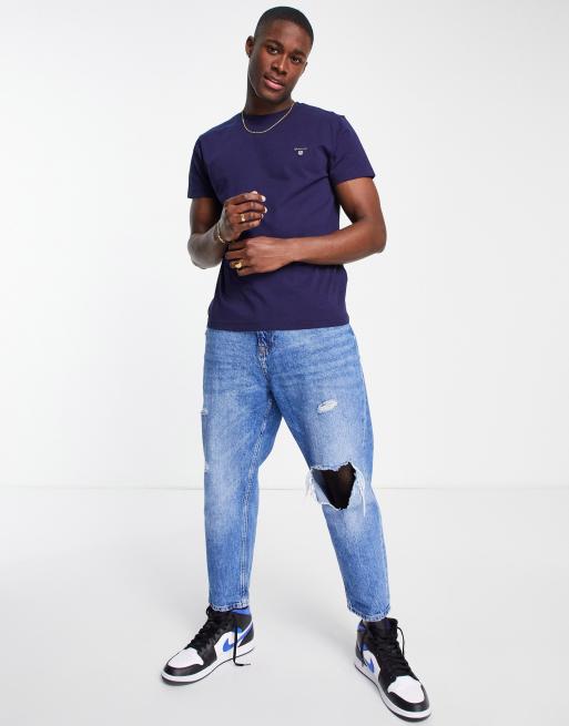 Gant – Granatowy T-shirt z logo, 3 z 4