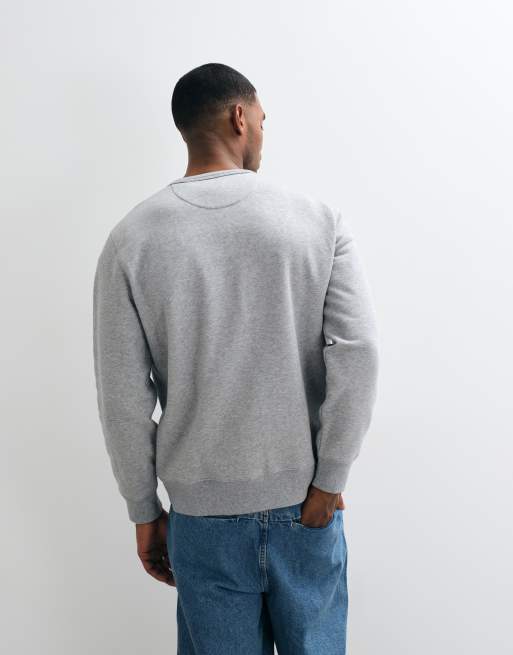 GANT graphic logo crew neck jumper in grey, 3 of 5