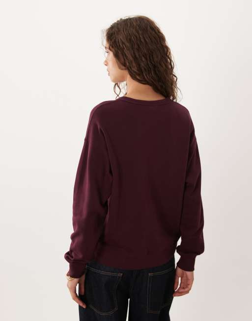 GANT graphic logo crew neck sweatshirt in burgundy, 4 of 4