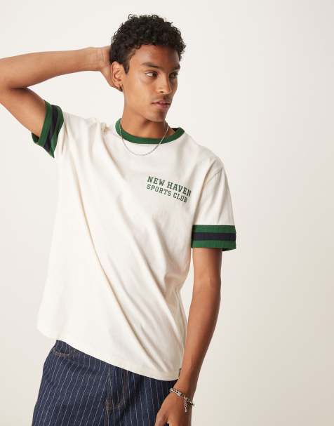 GANT graphic ringer t-shirt in cream - view 1
