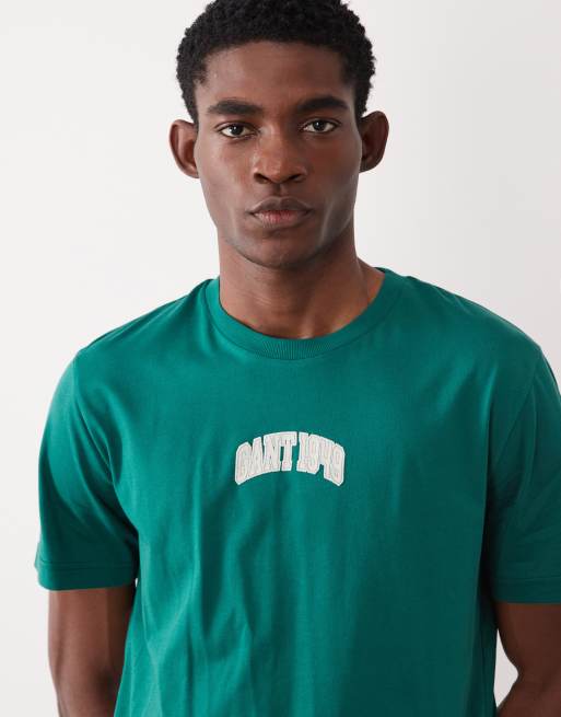GANT - Grøn T-shirt med centralt college-logo på brystet, 5 af 5