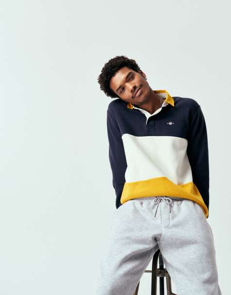 Gant – Gruby top w stylu rugby w granatowe paski - view 1