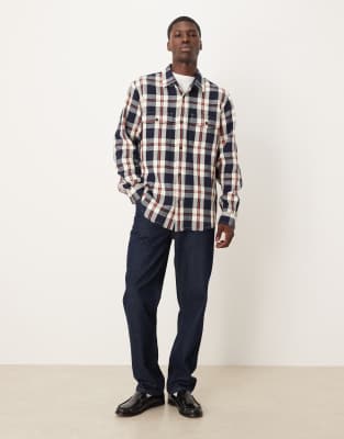 Gant Heavy Twill Check Overshirt In Blue