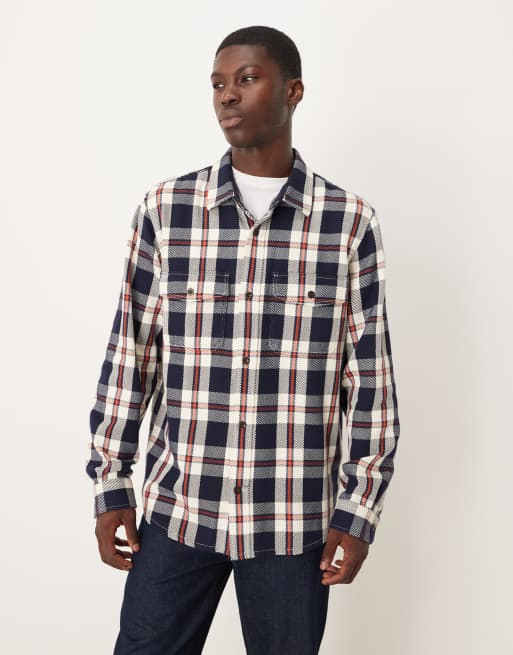 GANT heavy twill plaid overshirt in navy