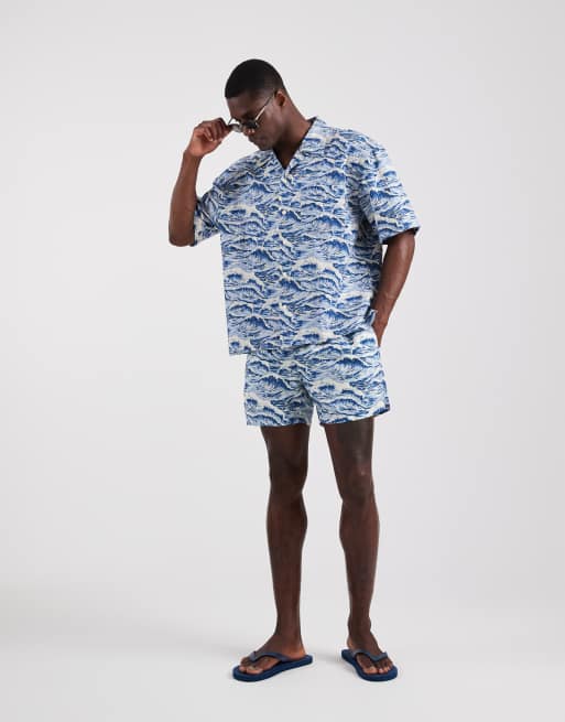 GANT – Hemd mit Reverskragen und Wellenmuster in Vintage-Blau, Kombiteil, 2 von 5