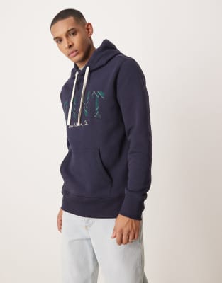 Gant GANT hoodie with tartan logo in navy