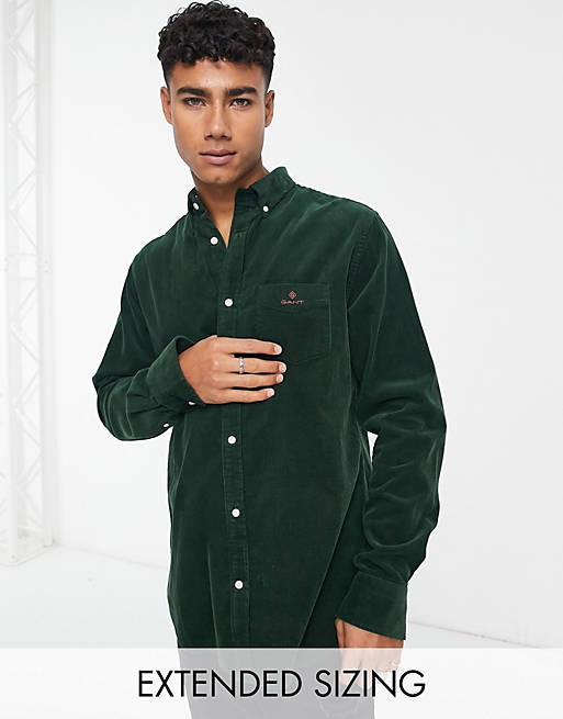 icon logo corduroy shirt buttondown in dark green | ASOS