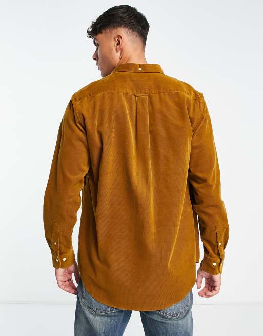 GANT icon logo corduroy regular fit shirt in dark brown, 2 of 4