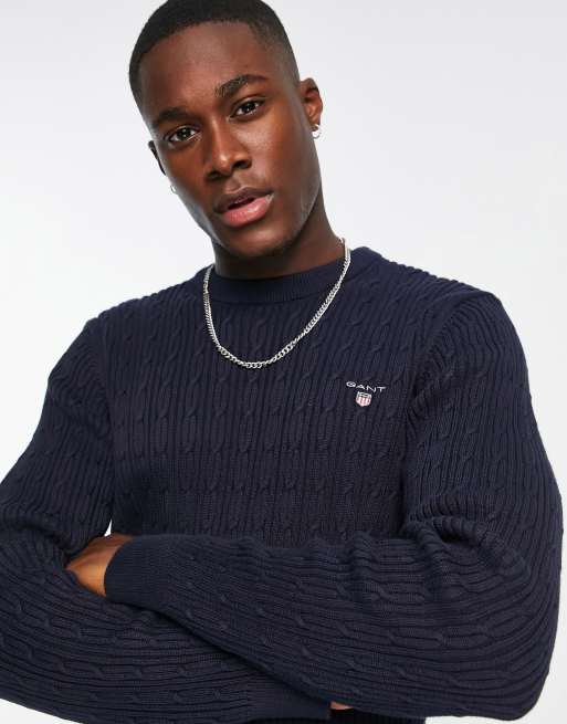 Gant cable knit outlet jumper grey