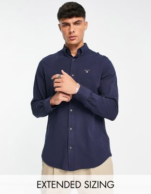 GANT icon logo regular fit jersey pique shirt in navy - ASOS Price Checker