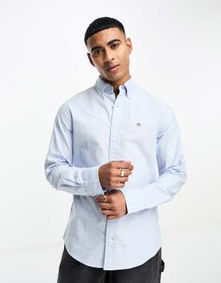 GANT icon logo slim fit oxford shirt in light blue