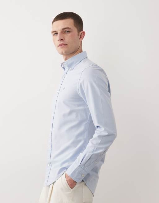 GANT icon logo slim fit oxford shirt in light blue, 4 of 5