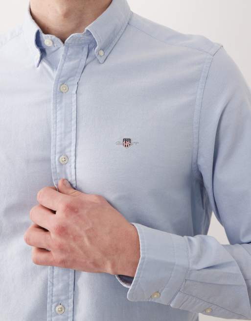GANT icon logo slim fit oxford shirt in light blue, 5 of 5