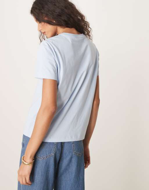 Gant – Jasnoniebieski T-shirt o regularnym kroju z logo z tarczą, 4 z 4