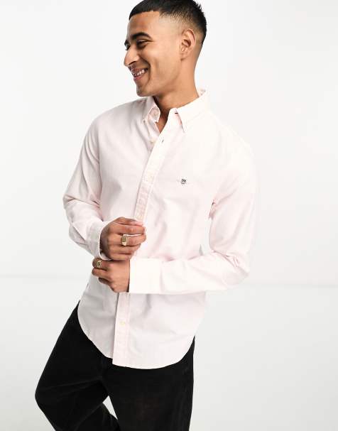 GANT – Jasnoróżowa dopasowana koszula oxford z logo - view 1