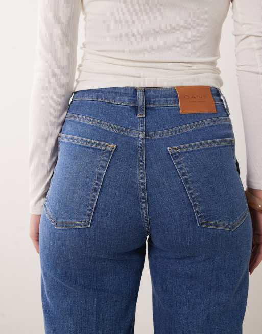 GANT - Jeans a zampa blu medio con tasche e bottoni, 5 di 5
