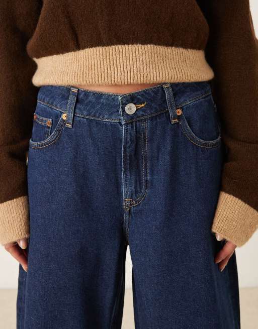 GANT - Jeans larghi a fondo ampio e vita bassa blu scuro, 4 di 5