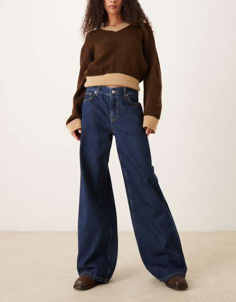 GANT - Jeans met lage taille, losse pasvorm en wijde pijpen in donkerblauw - view 1