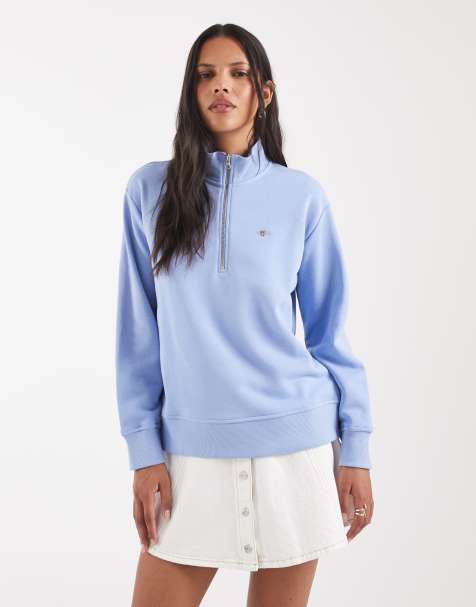 Gant - Jersey azul claro con media cremallera de algodón - view 1
