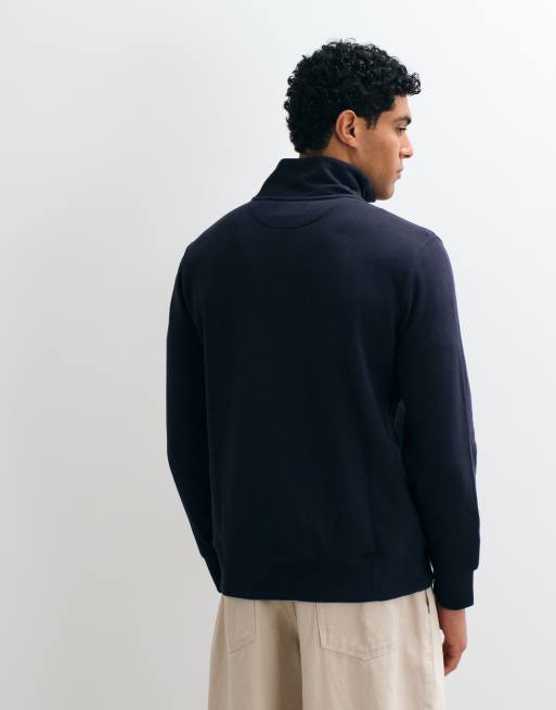 GANT - jersey de corte estándar con medio cierre y logo escudo en azul medianoche, 4 de 5