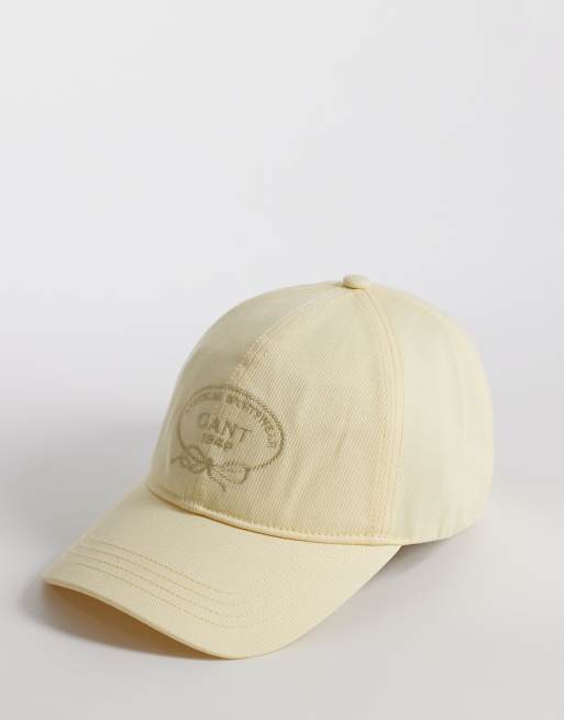 GANT – Kappe aus Baumwoll-Twill in Buttergelb mit Vintage-Logo