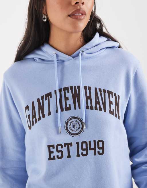 GANT – Kapuzenpullover in Himmelblau mit College-Logo, 3 von 4